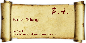Patz Adony névjegykártya